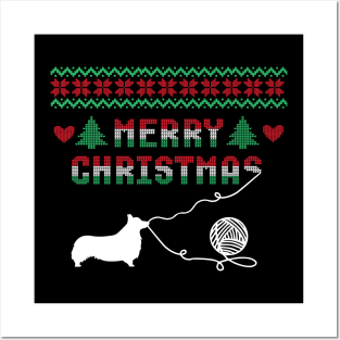 Corgi Stitch Christmas Design Posters and Art